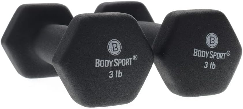 Body Sport Neoprene Dumbbell Weight - Latex-Free, Strength Training Equipment for Home Fitness & Gym Workouts