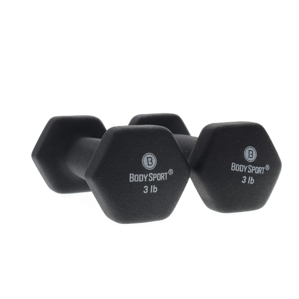 Body Sport Neoprene Dumbbell Weight - Latex-Free Strength Training Equipment for Home Fitness Gym Workouts