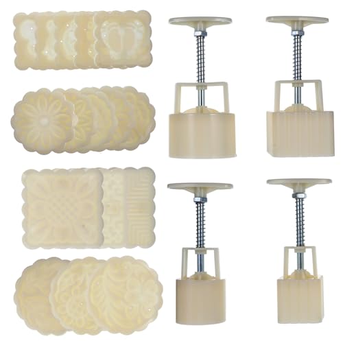 Ciieeo 花柄手圧式月餅プレス型 対応調節可能 月餅焼き型 伝統的和菓子模様スタンプ 中秋節 用