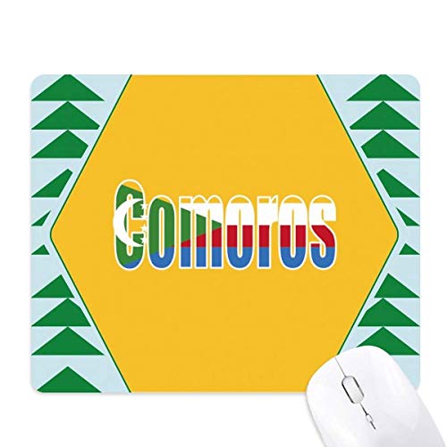 Tapis de souris pin vert Pavillon Nom Comores caoutchouc pour ordinateur de bureau