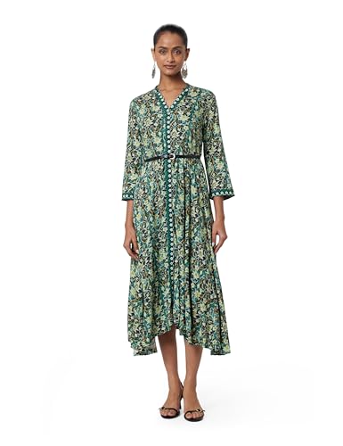 Image of BIBA Women Calf Length Liva A-Line Printed Dress