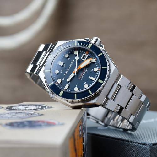 Image of Spinnaker Dumas Men's Watch - Automatic Dive Watch for Men, 44mm Stainless Steel Case, Stainless Steel Strap, Water Resistant 300m, SP-5081