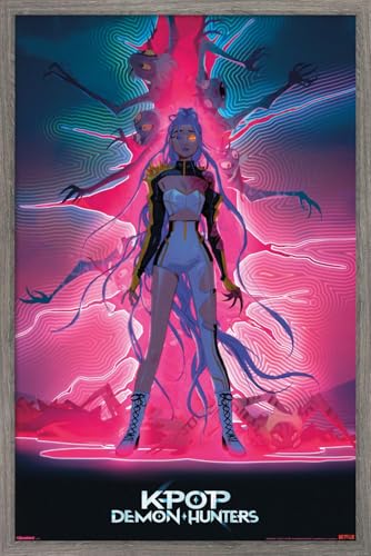 Trends International Netflix KPop Demon Hunters (2025) - Rumi Dimensional Rip Wall Poster, 22.4L x 14.7W, Barnwood Framed Version