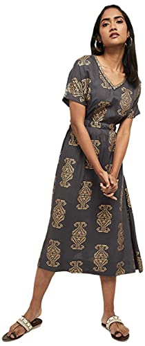Image of Max Women's 100% Rayon Printed Short Sleeves Midi Dress Ankle Length Ethnic