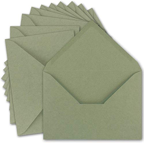 NEUSER PAPIER GUSTAV NEUSER - Sobres vintage DIN C5 de papel kraft de 120 g/m², 157 x 225 mm, color verde, reciclado, pegamento húmedo, solapa puntiaguda, ecológica, 15 unidades