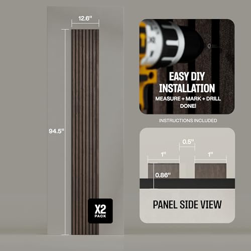 Image of 2-Pack Acoustic Wood Slat Panels - Soundproof Wall Paneling for Interior Decor