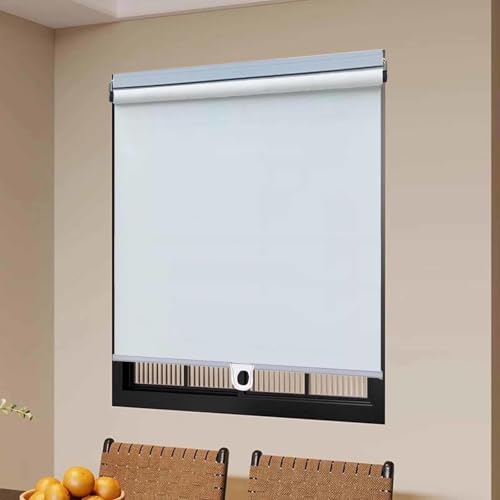 DZHTUF Estores Enrollables Opacos, Tela Aislante, Cortinas Retractiles Portatiles con Resortes, No Necesitan Taladro, Persiana Enrollables Impermeables para Casa Oficina,White-35x150cm/14x59in