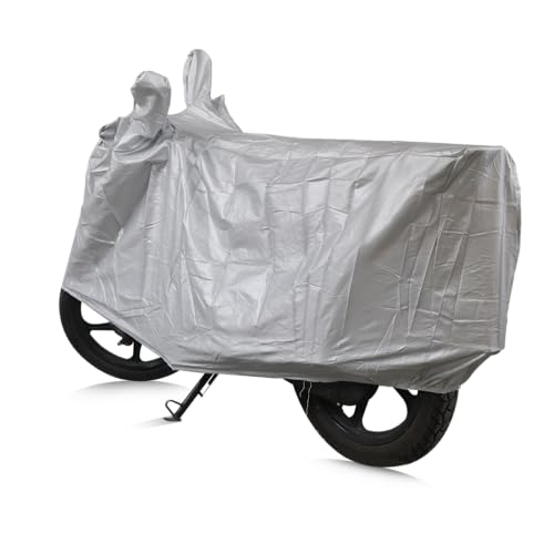 Image of TVS Racing Vehicle Cover with elastic - SC (Vehicle Cover) | Universal Bike Cover for TVS Two Wheelers| UV Protection and Dustproof| Elastic Fit |Silver