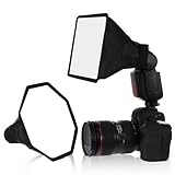 2 Pack Flash Diffuser Universal Camera Speedlight Softbox Kit 20 x 15cm Rectangular Softbox + 20cm Octagon Speedlight Softboxs Portable Small Soft Box with Storage Pouch for Canons, Yongnuo and Nikons