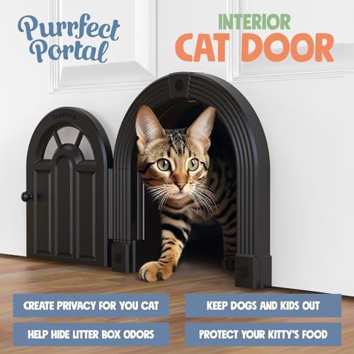 Porta interior para gatos – Porta de gato sem aba para porta interna, porta interna para gatos de at