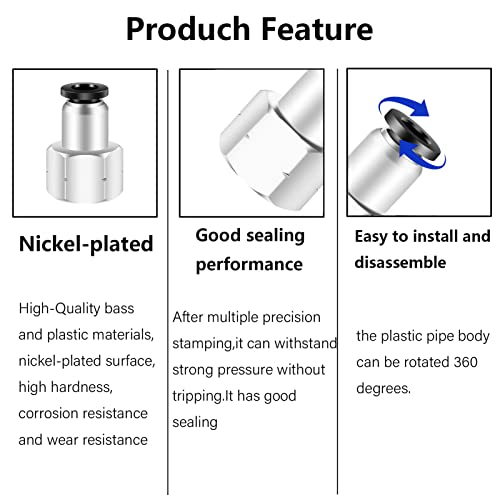 1/4 Female NPT Push to Connect Air Fittings,CEKER 1/4 inch Air Tube Fitting 1/4" Od Tubing Air Line Quick Connect Fittings Female Pneumatic Fittings Push Lock Fittings Connectors 5Packs by CEKER - Used condition - Image 2