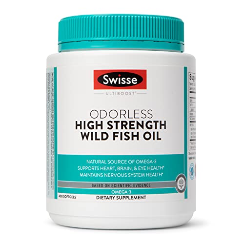 Swisse Omega 3 Fish Oil Supplements - Fish Oil Omega 3 Supplement- Helps Support Brain & Heart Health Supplements, EPA DHA Omega 3 Supplement- DHA Supplement- 1500 mg, 400 Soft Gel Fish Oil Capsules
