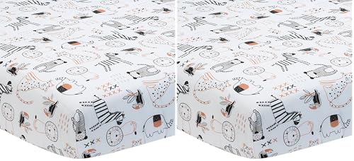 Image of Lambs & Ivy Patchwork Jungle Cotton Fitted Crib Sheet, Multicolor, (718006B) (Pack of 2)