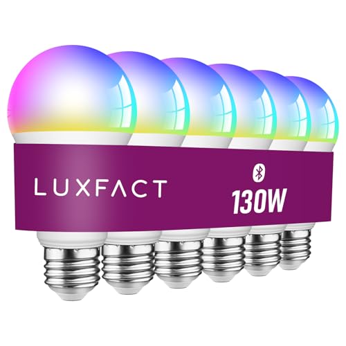 Alexa Light Bulbs 130W Equivalent, Smart Light Bulbs Directly Work with Alexa, RGBCW Color Changing Light Bulb, A19 E26 Bluetooth Light Bulb, No WiFi Required, 12W 1300LM, 6 Pack A19 130W 6