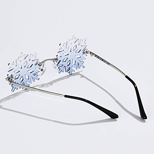 YAMEIZE Snowflake Shape Rimless Sunglasses Novelty Unique Party Eyeglasses Christmas Fun Glasses for Women Men3