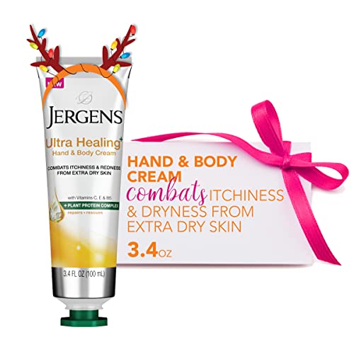 Jergens Ultra Healing Hand & Body Cream for Dry Skin, 3.4 Ounces, Formulated with Vitamins C, E & B5 plus Plant Protein Complex, for Extra Dry Skin Relief