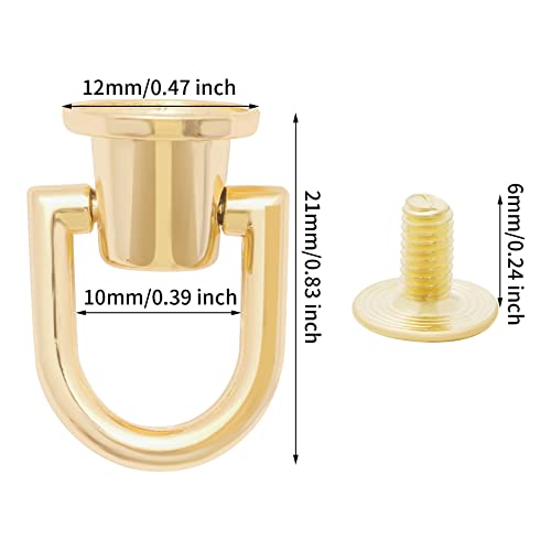 Sumersha 30Pcs D Rings Rivets Studs Screw Ball Post Head Buttons Diy Leather Craft Rivets For Purse Wallet Strap Bag Hardware, 3 Colors #TOP1
