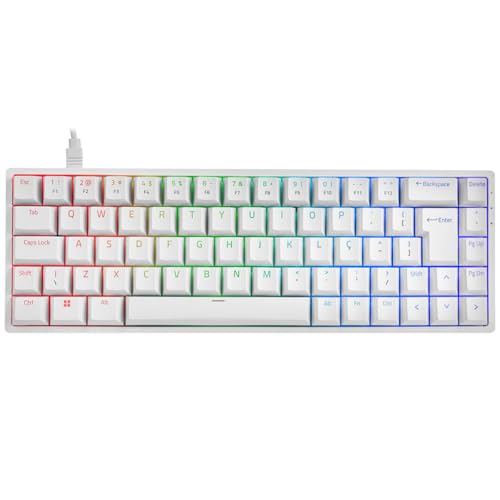 TECLADO MECANICO AKKO MODELO 3068S BRANCO SWITH ORANGE