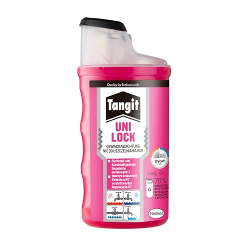 Tangit Uni-Lock Gewindedichtfaden für Kunststoff- & Metallgewinde Gewindedichtband für Wasser- Gas & Druckluftleitungen Dichtungsband für starre & flexible Rohre 1x80m