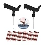 KHGUZ 32PCS Car Tire Repair Kit with Plug, 2PCS T Handle Vehicle Tire Repair Tools with 30PCS Strings, Auto Patch Set to Fix Punctures Plug Flats, Universal for Tractor, ATV, Motorcycle