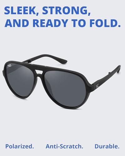 Newman Folding Sunglasses Polarized, UV400, UVA, UVB Protection for Men Women, Folding Sunglasses Leather Case2