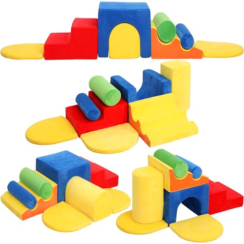 Image of 8-Piece Foam Climbing Blocks for Toddlers 1-3,PU Toddler Climbing Toys Indoor,Soft Play Climbing for Toddlers,Baby Toddler Kids Foam Climbing Blocks,Soft Play Set