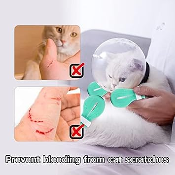 Cat Muzzle and Boots, Adjustable Headgear for Grooming, Breathable Hood Face Mask for Bathing Head Bubble Cover, Anti Bite Cat Holder Helmet