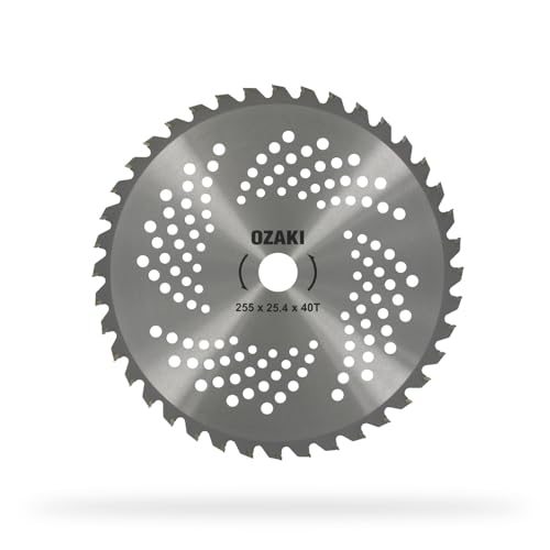 OZAKI - Lame 40 Dents Pour Débrousailleuse - Dents à Pointe Carbure - Largeur de Coupe : 255 mm - Epaisseur 1,3 mm - Alésage 25,4 mm