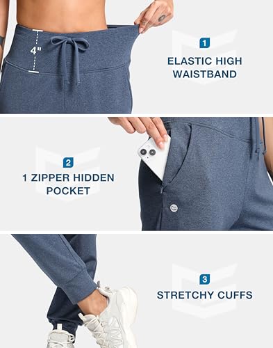 Image of G Gradual Women's Fleece Lined Joggers with Zipper Pocket Water Resistant Running Hiking Pants Winter Warm Thermal Sweatpants