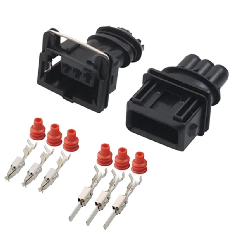 1/5/10/20 Sets 2 3 Pin 3.5mm Water Proof Connector 282189-1 for Automotive Fuel Injector EV1 Ignition Coil(3p Female Male,5 Sets)