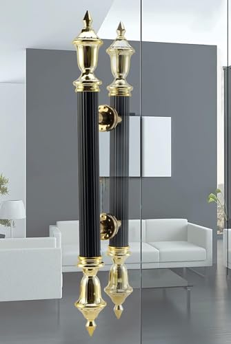 Poignée de porte double face ronde noire dorée en acier inoxydable 100 cm