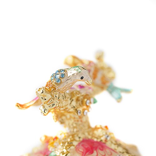 Apropos Rare Hand Printed Vintage Style Love Bird Colorful Rhinestone Jewerly Trinket Box/Faberge Egg #TOP3