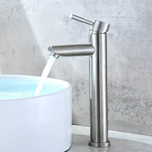 Grifo de baño de acero inoxidable cepillado con diseño de barra moderna 4