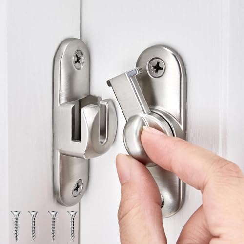 GUOYOU Verrou Porte Coulissante 90/180 Grad, Robuste Serrure Porte Intérieure mit Vis, Stabiler Loquet Porte Crochet, Ideal für Porte Fenêtre Chambre Salle...