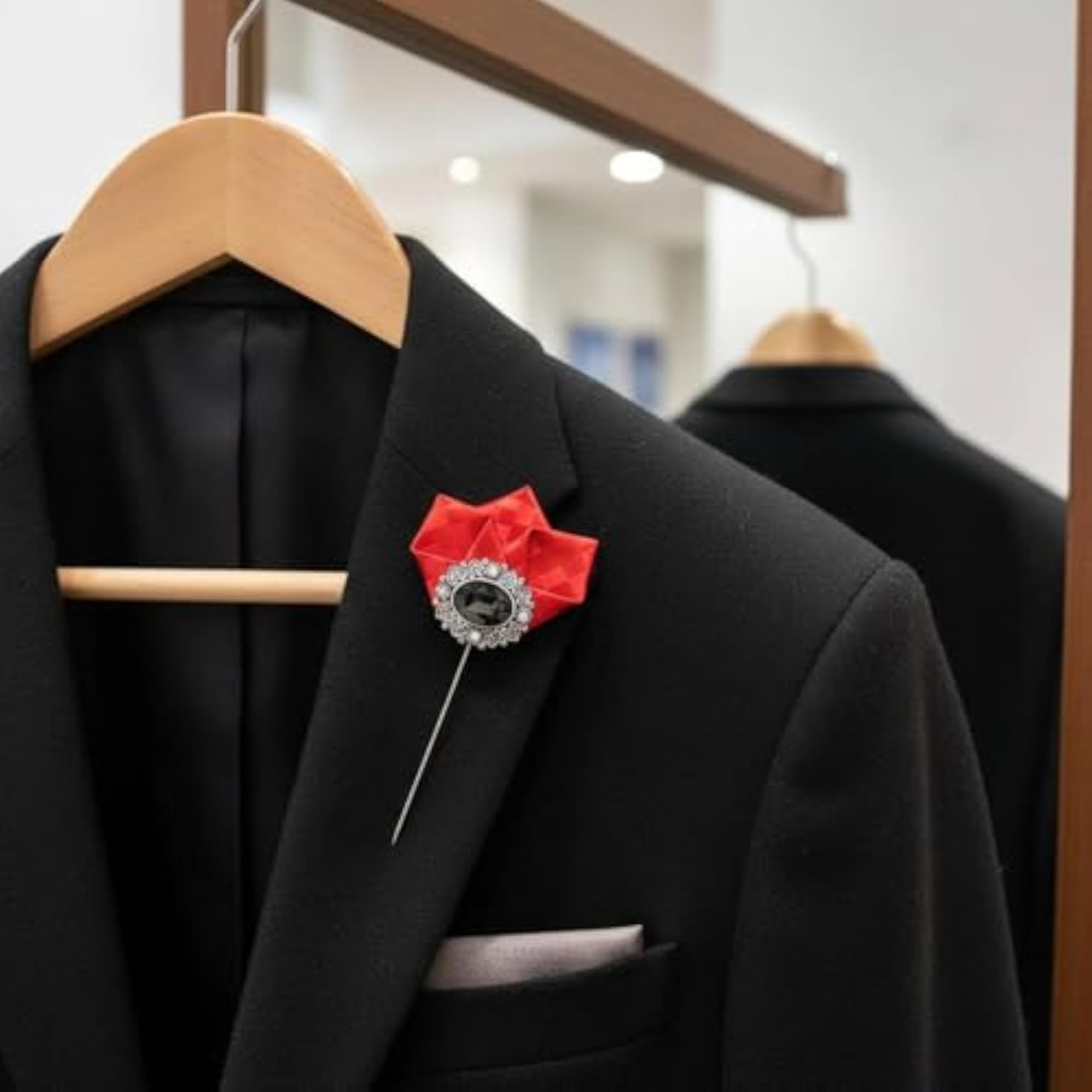 BNF® Men's Korean Design Boutonniere Lapel Pin, Elegant Textile Flower