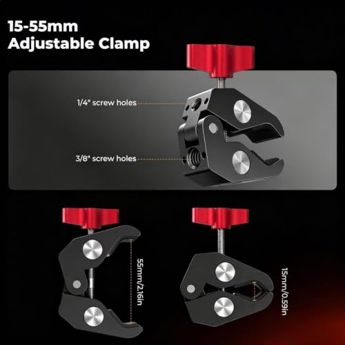 Image of ADOFYS Magic Arm with Super Clamp - 11in /28cm Adjustable Articulating Friction Camera Mount & Clamp with 1 /4 inch and 3 /8 inch Thread for LCD Monitor LED Light Flash Light Phone Action Cam