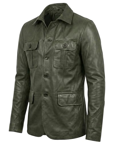 Image of Men's Leather Blazer - Lambskin Leather Blazer Men Genuine Leather Jacket Blazers - Men's Real Leather Sport Coat