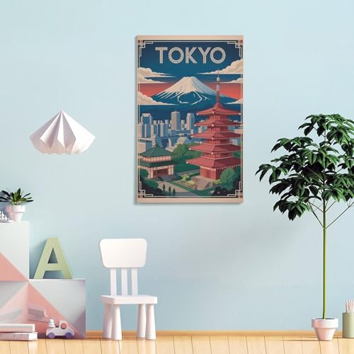 Impression d'art mural Tokyo sur toile 60x90cm pour salon