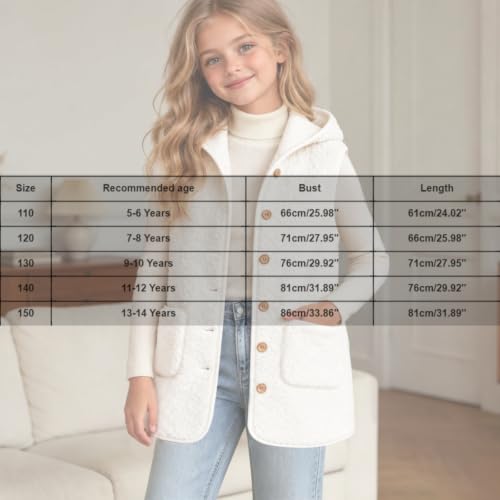 Fleece Hooded Vest Girls Sharpa Button Down Sleeveless Long Jackets Vests - image 6