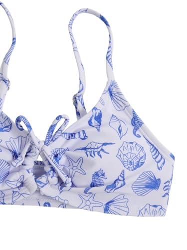 Image of COZYEASE Girls' 2 Piece Ditsy Floral Print Knot Front Ruched Triangle Bikini Swimsuit