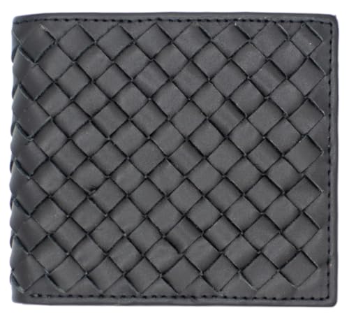 Premium Nappa Leather Wallet - Wallet for Men with Intrecciato Criss-Cross Design, 8 Card Slots,RFID Blocking Expert Craftsmanship, Gift-Worthy Packaging (Black)2