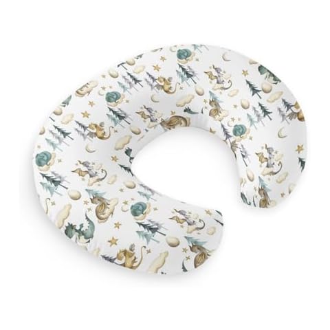 HawSkgFub Watercolor Cute Dragon Fairy Tale Nursing Pillow Cover for Baby Boys, Cloud Moon Star Dragons Egg Breastfeeding Pillow Slipcover, Nursing Pillowcase for Newborn Infant, Cover Only Cover
