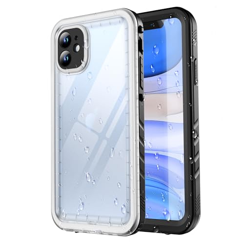 SPORTLINK Waterproof Case for iPhone 11, Full Body Heavy Duty Protection Full Sealed Cover Shockproof Dustproof Built-in Clear Screen Protector Rugged Case for iPhone 11 6.1 Inch Frosted Clear/Black by SPORTLINK - Used condition - US$16.11