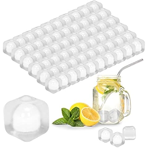 ALBERT AUSTIN Reusable Ice Cubes - Plastic Water Filled, Fast Freeze Cold Drink, Great for Your Cocktail Set at Summer Parties and BBQs (White, 60) Cover