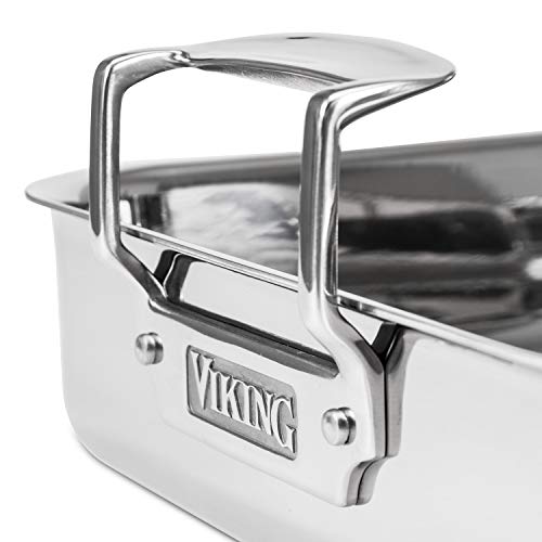 Image of Viking Culinary 3-Ply Stainless Steel REV2019 Roasting Pan, 16 inch x 13 inch X 3 inch