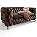Produktbild Chesterfield Sofa Couch Stoff Samt 3 Sitzer 2 Sitzer Sessel 1 Sitzer Designer Möbel Emma (2-Sitzer, Braun)