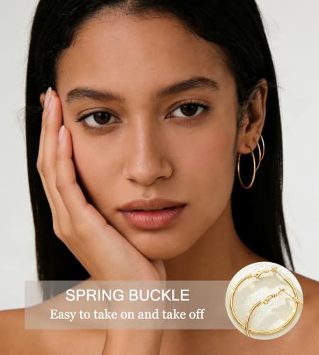 12 Pairs 14K Gold Plated Hoop Earrings for Women Non Tarnish - image 3