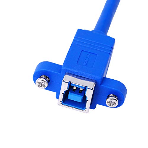 SinLoon USB B Printer Extension Cable 90 Degree Angled Printer Cable USB 3.0 Type B Male to Female Cable with Panel Mount Screw Holes for Hard Drive Scanner Printer (Blue) - Image 4