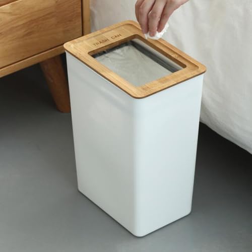 Image of ABOOFAN Kitchen Garbage Cans Japanese Fair Pitcher Storage Bucket Strawberry Decor Bathroom Bin Wood Garbage Container Bin Trash Can Home Decor Trash Basket Wooden Bamboo Cover Desk Office