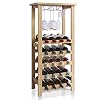 SMIBUY Étagère à vin avec Support en Verre et Dessus de Table, Rangement pour 20 Bouteilles, présentoirs en Bambou sur Pied pour la Maison, la Cuisine, Le Garde-Manger, la Cave, Le Bar (Naturel)